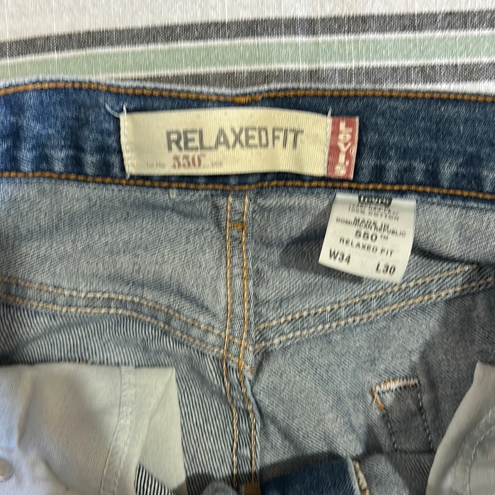 classic levi’s relaxed fit blue jeans.